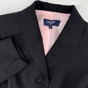 Jones Wear Suit Black Blazer Womens 14W Jacket Plus Pink Lining 3 Buttons